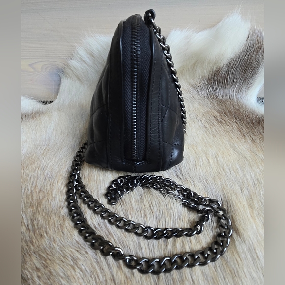 Rare!! MZ Wallace Black Leather Emily Crossbody with Blue Interior - Picture 7 of 12